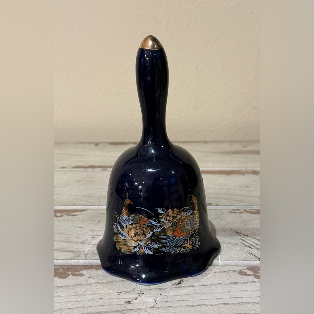Flambro Vintage Blue Bell with Pheasants and Flowers G